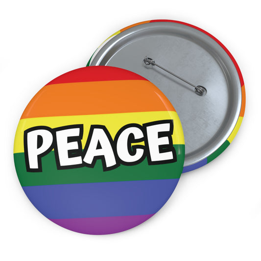 Rainbow Flag & Peace Gay Pride Pinback Button