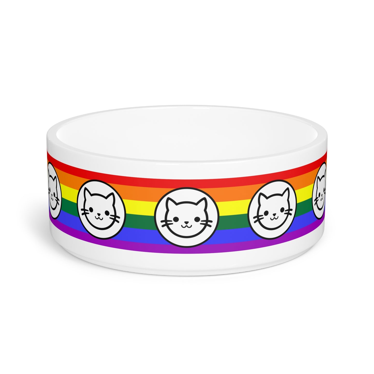 Rainbow Flag Kitty Bistro Pet Bowl - All cats deserve to eat in rainbow style!!!