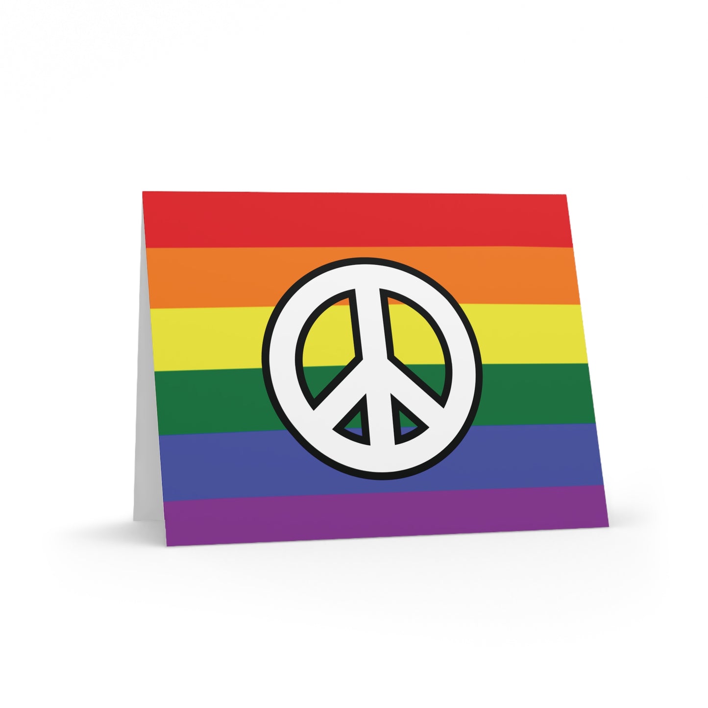 Gay Pride Rainbow Flag & Peace Sign Greeting Cards (8 pcs)