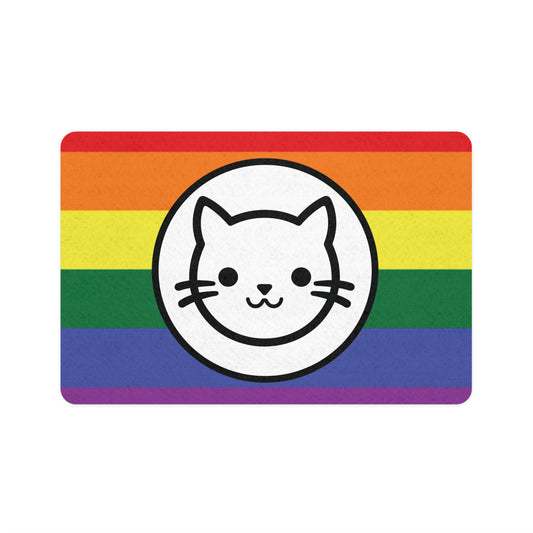 Rainbow Flag & Kitty Cafe Food Mat - The cafe that all cats love to eat at!!!