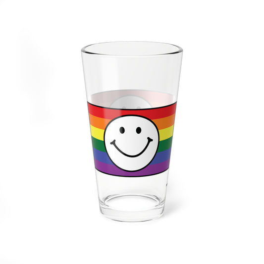 Rainbow Flag & Happy Face 16oz Glass & Shaker Cup