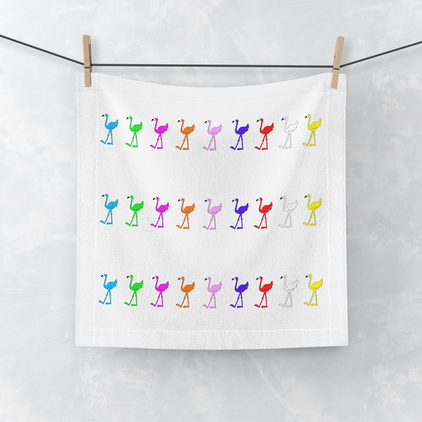 Lu Lu's Rainbow Flamingo Club Face Towel