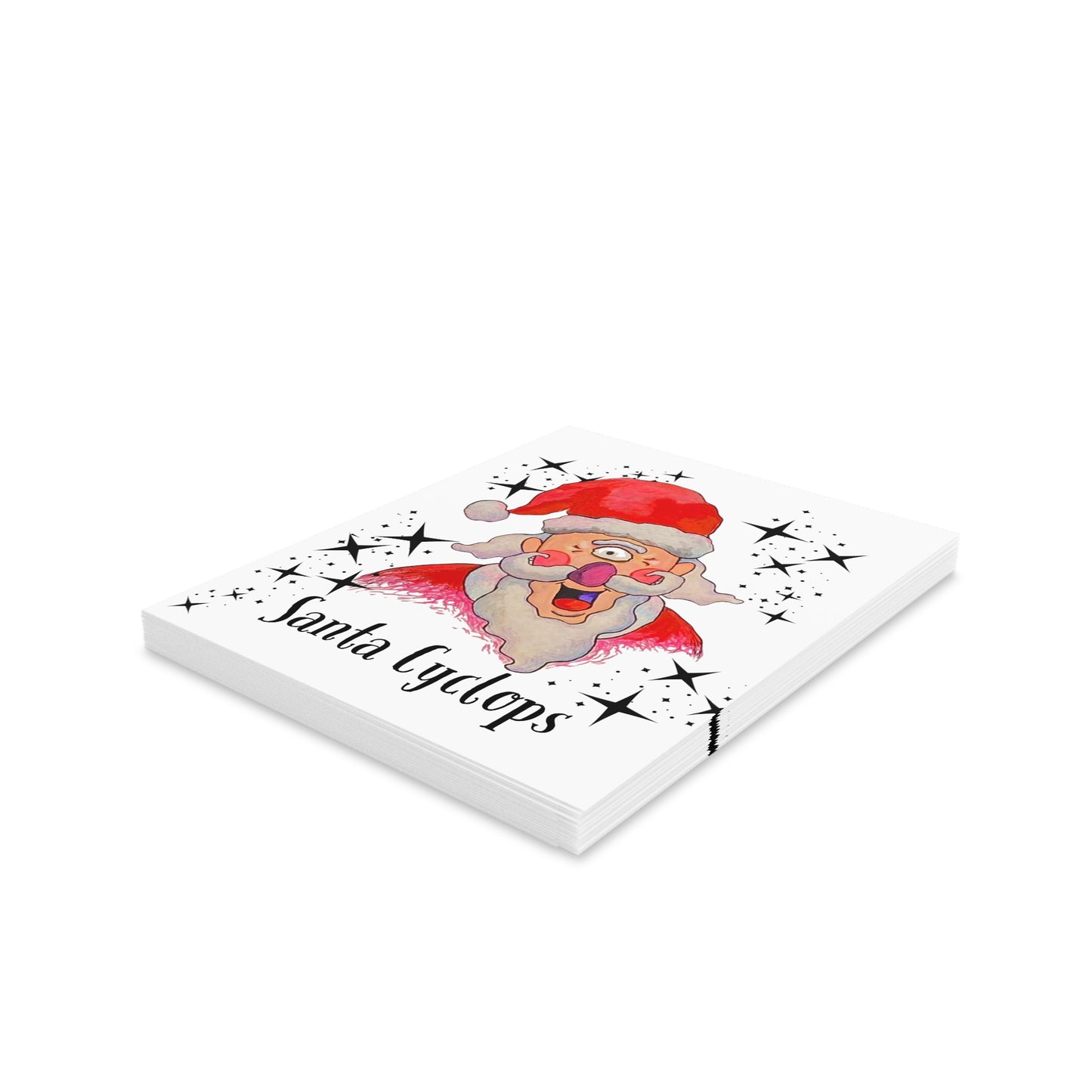 Santa Cyclops Greeting Christmas Cards (8, 16, and 24 pcs)
