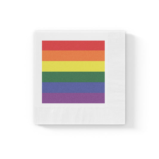 Rainbow Flag Gay Pride White Coined Luncheon Napkins