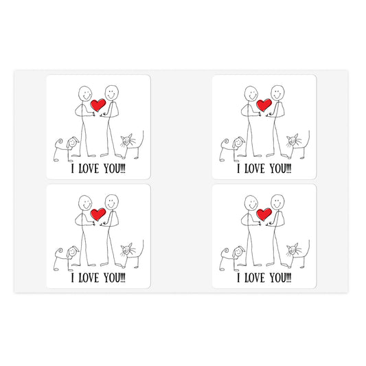 Happy Stick People "I Love You" Happy Valentine's Day Sticker Sheet Bundle, 5pcs