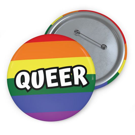 Rainbow Flag & Queer Gay Pride Pin Button