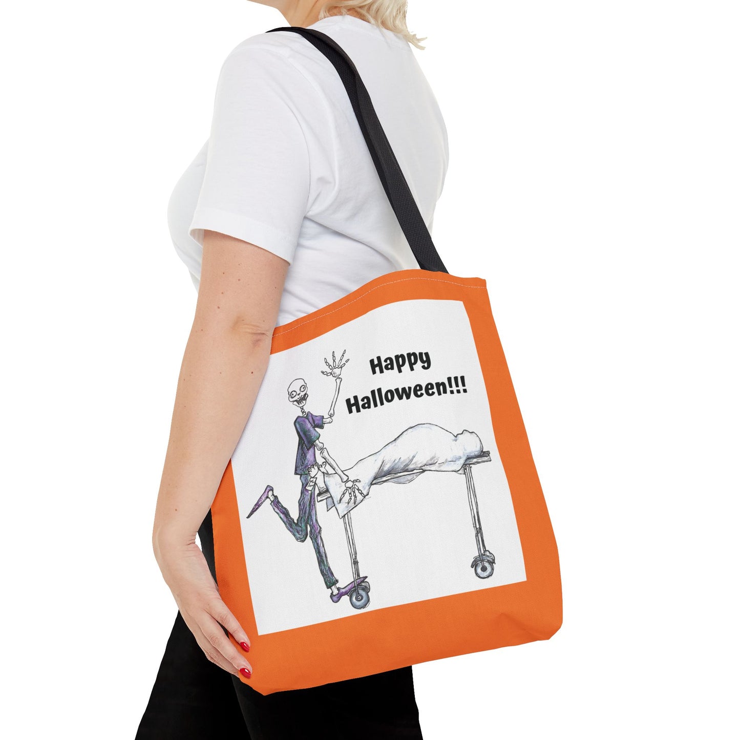 TOMMY THE SKELETON LOVES HALLOWEEN!!! - The ultimate Happy Halloween Trick or Treat Candy Tote Bag