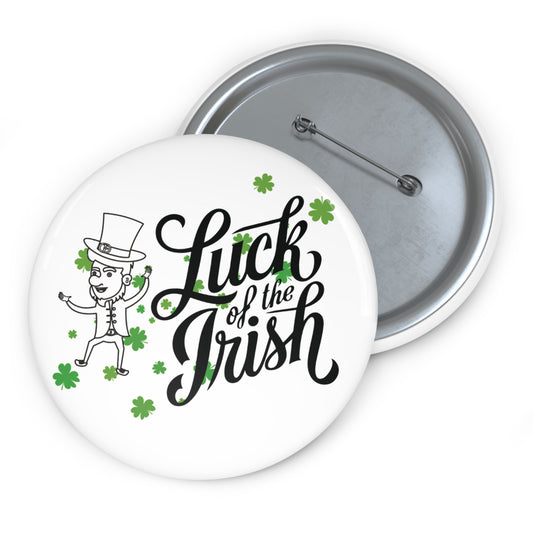 Leprechaun "Luck of the Irish!!!" Pin Button