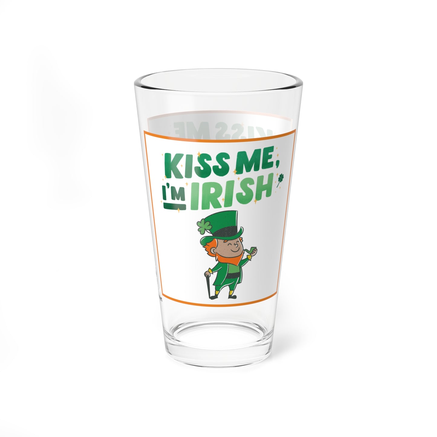 "Kiss Me... I'm Irish!!!" Leprechaun 16oz Glass Cup