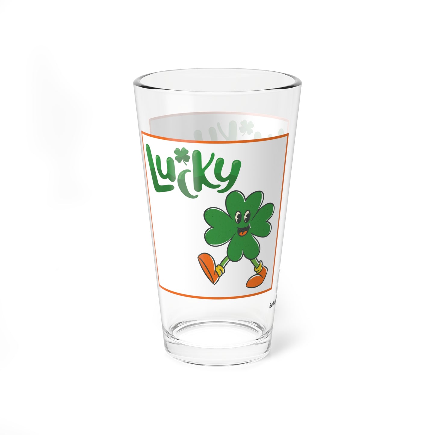 Lucky The Happy Irish Shamrock 16oz Glass Cup