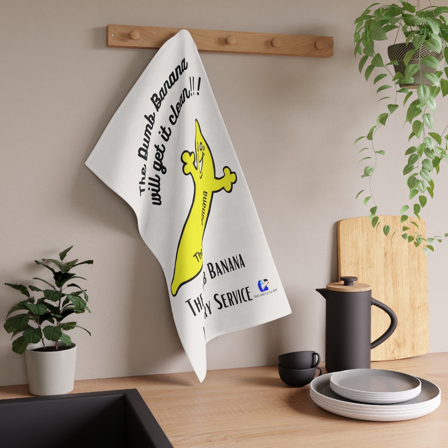 The Dumb Banana "WILL GET IT CLEAN!!!" Laundry & Kitchen Cotton Twill Towel - A banana classic!!!