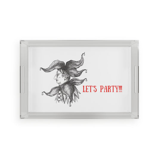 "Let's Party!!!" - Halloween Court Jester Acrylic Serving Tray