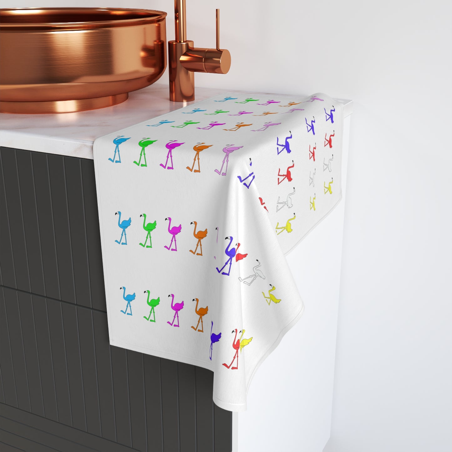Lu Lu's Rainbow Flamingo Club Hand Towel