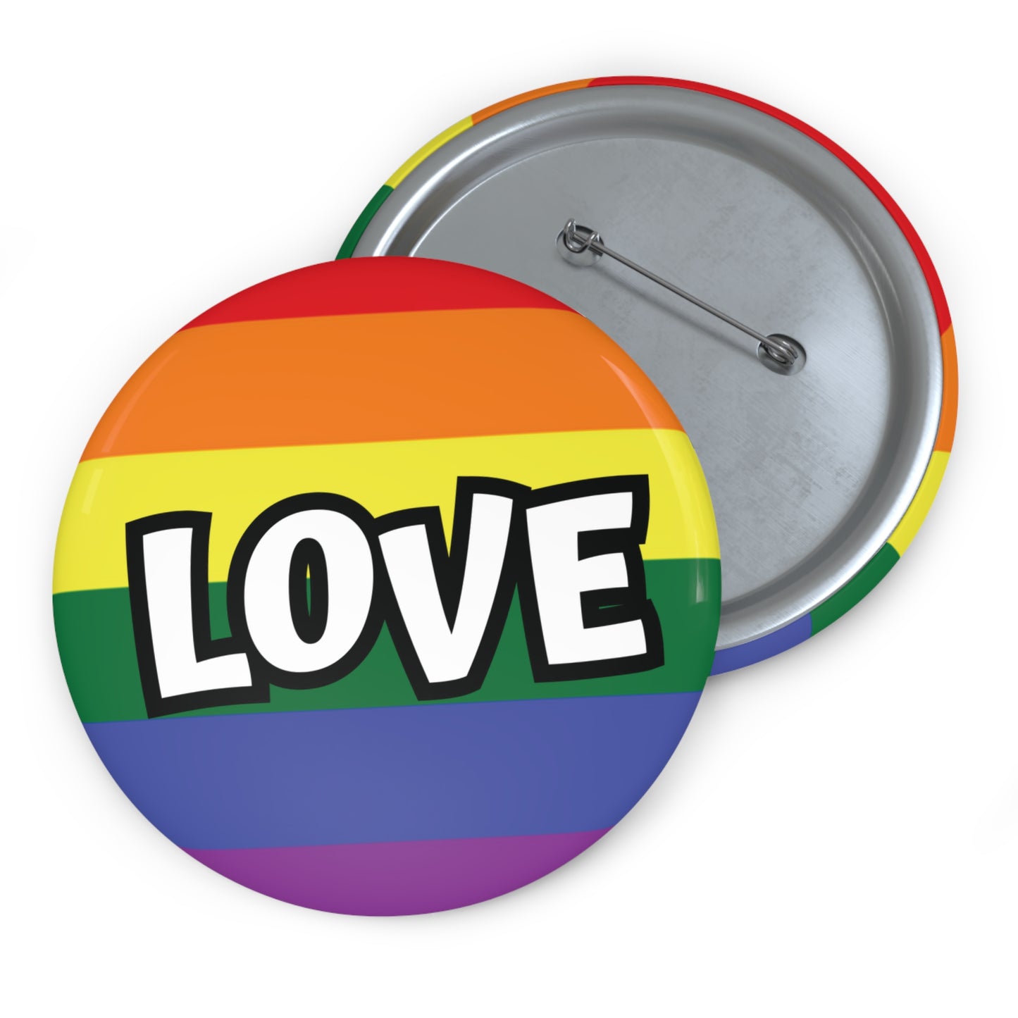 Rainbow Flag & Love Gay Pride Pinback Button