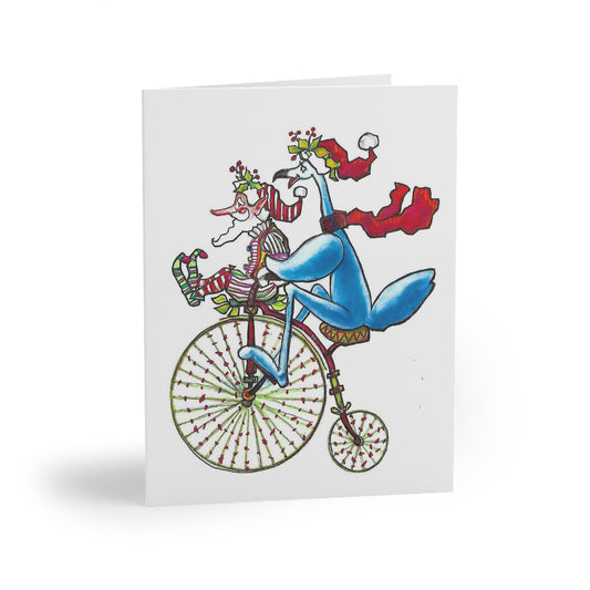 Lu Lu & Christmas Elf on High Wheel Greeting cards (8, 16, and 24 pcs)