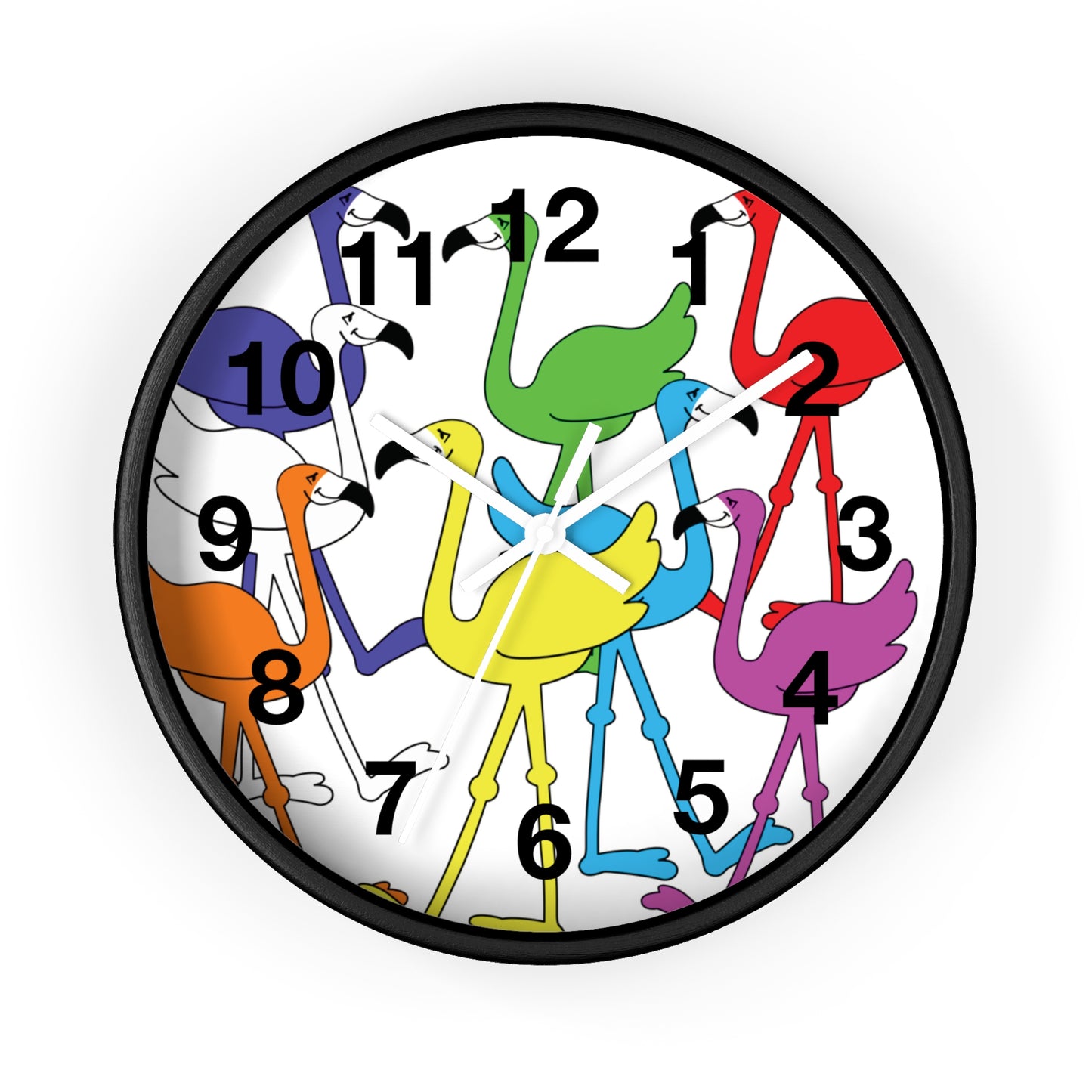 Rainbow Flamingo Club Wall Clock by Lu Lu