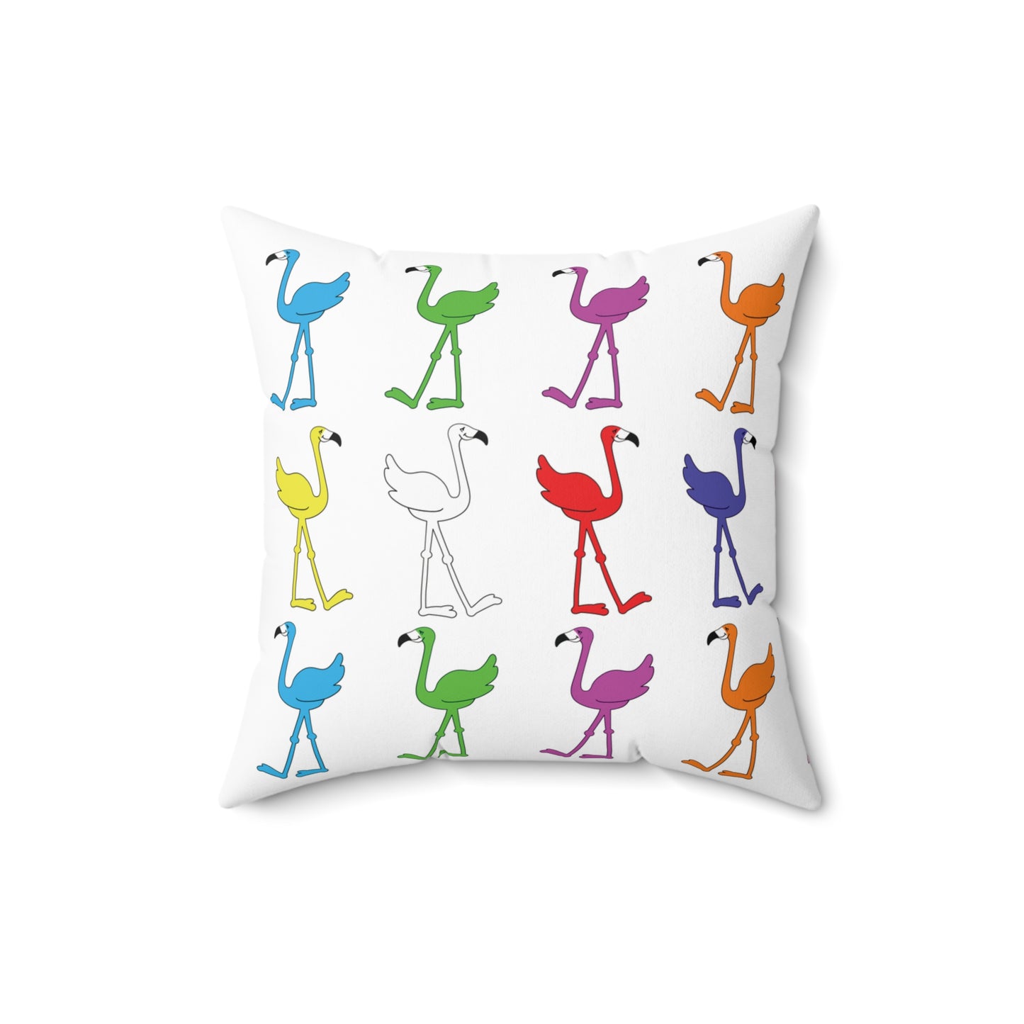 Rainbow Flamingo Club Accent Square Pillow by Lu Lu