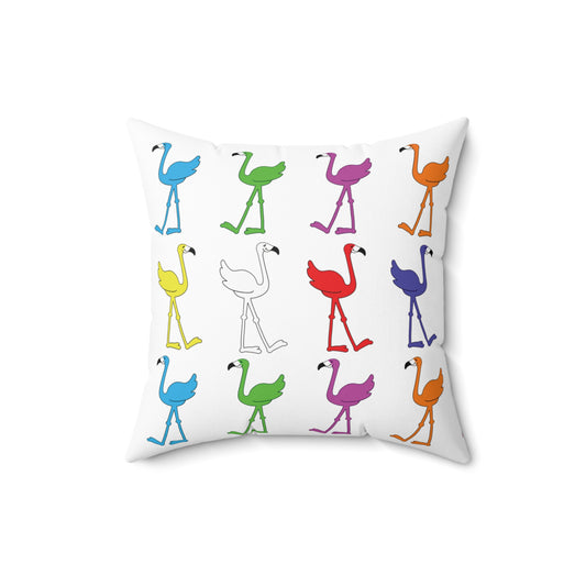 Rainbow Flamingo Club Accent Square Pillow by Lu Lu