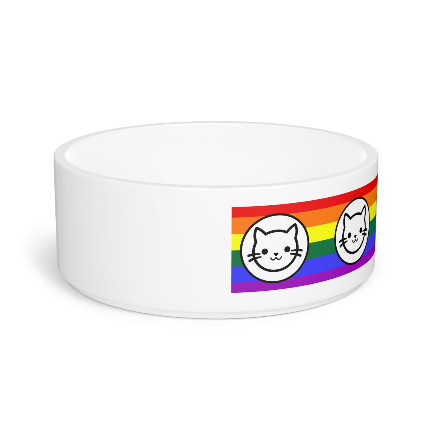 Rainbow Flag Kitty Bistro Pet Bowl - All cats deserve to eat in rainbow style!!!