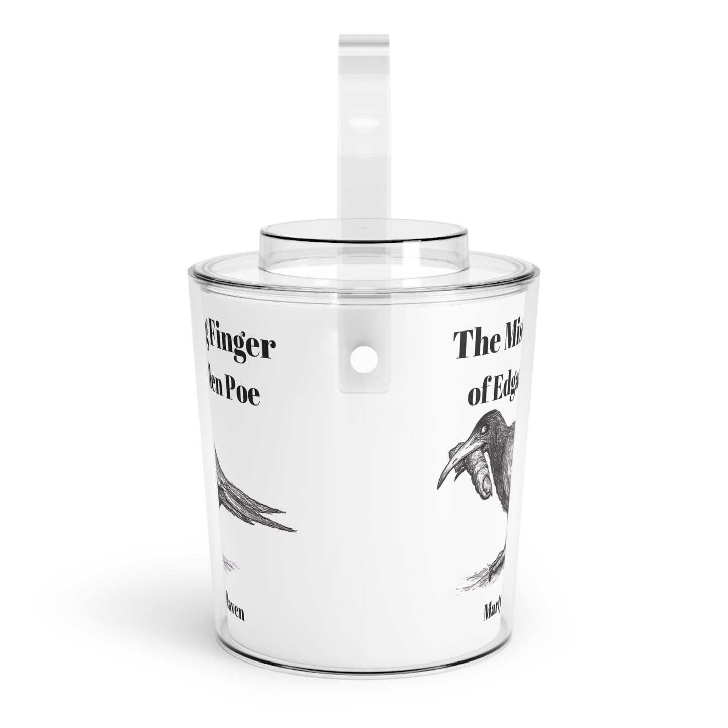 "The Missing Finger of Edgar Allan Poe" - Marty the Raven Halloween Ice Bucket with Tongs