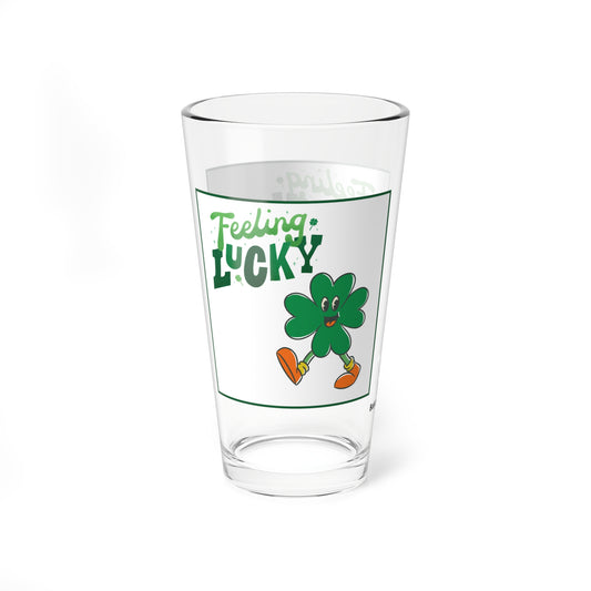 "Feeling Lucky" - Happy the Irish Shamrock 16oz Glass Cup