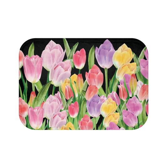 Tulip Sunrise Bath & Shower Mat with Black Accents - The Tulip Sunrise Collection by Miss Daisy