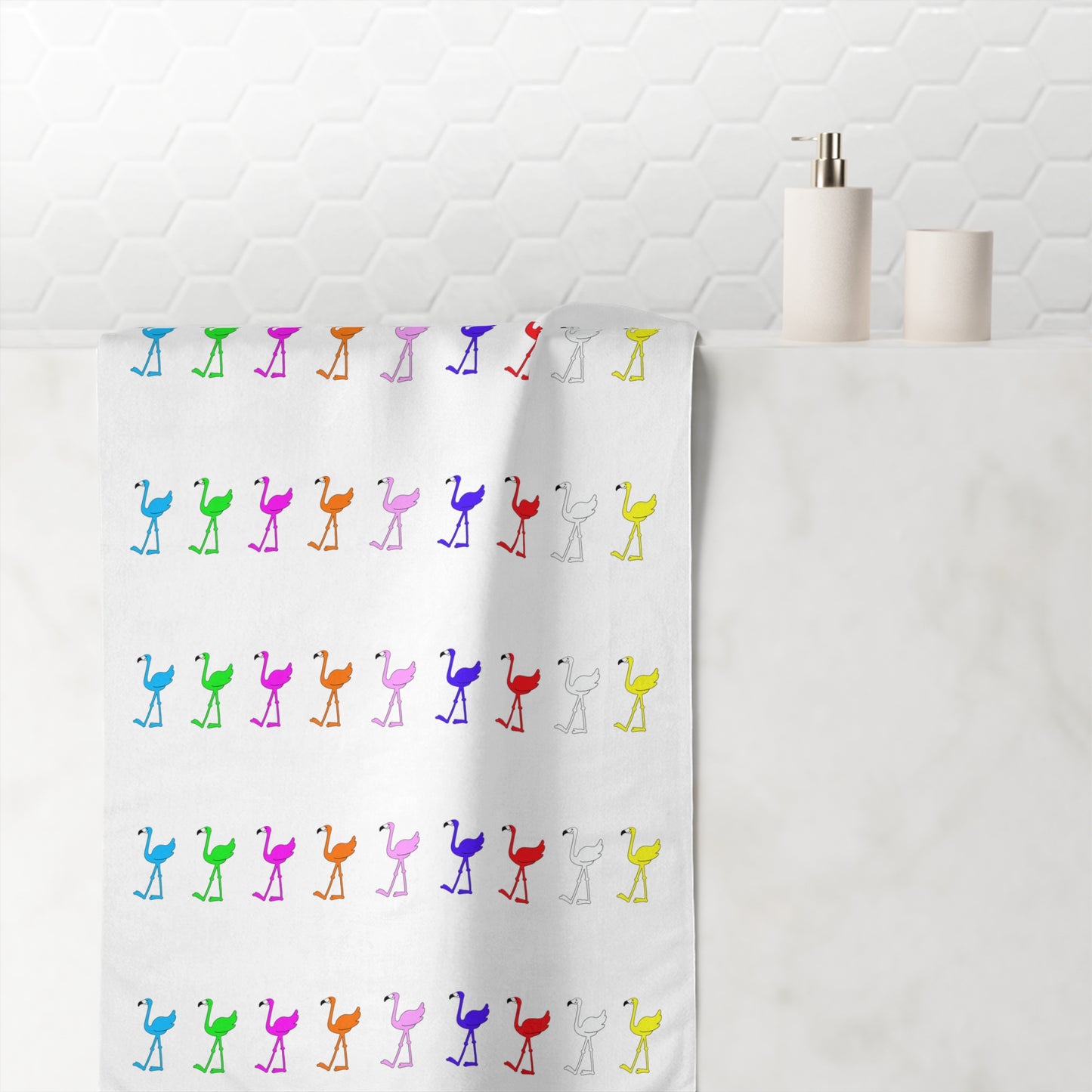 Lu Lu's Rainbow Flamingo Club Premium Bath & Beach Towel