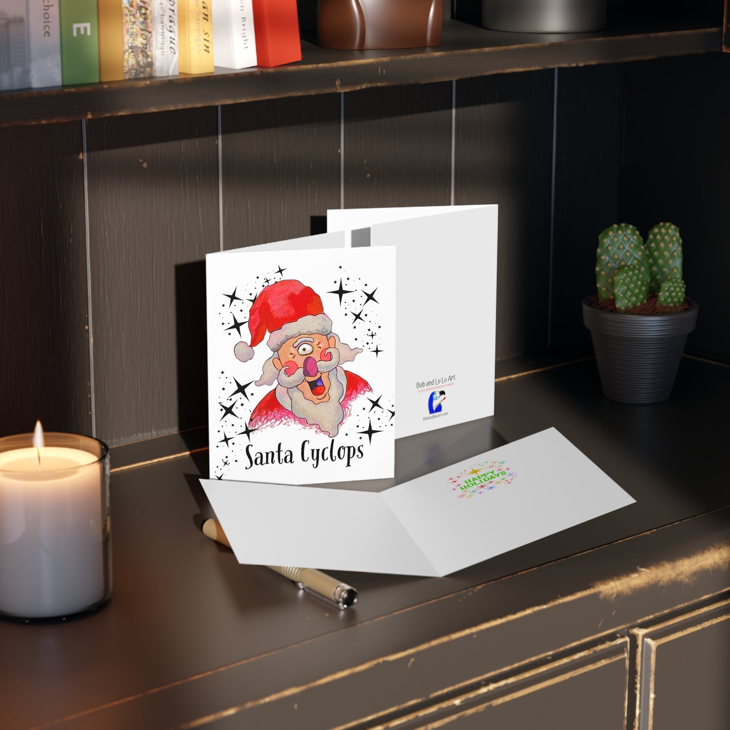 Santa Cyclops Greeting Christmas Cards (8, 16, and 24 pcs)