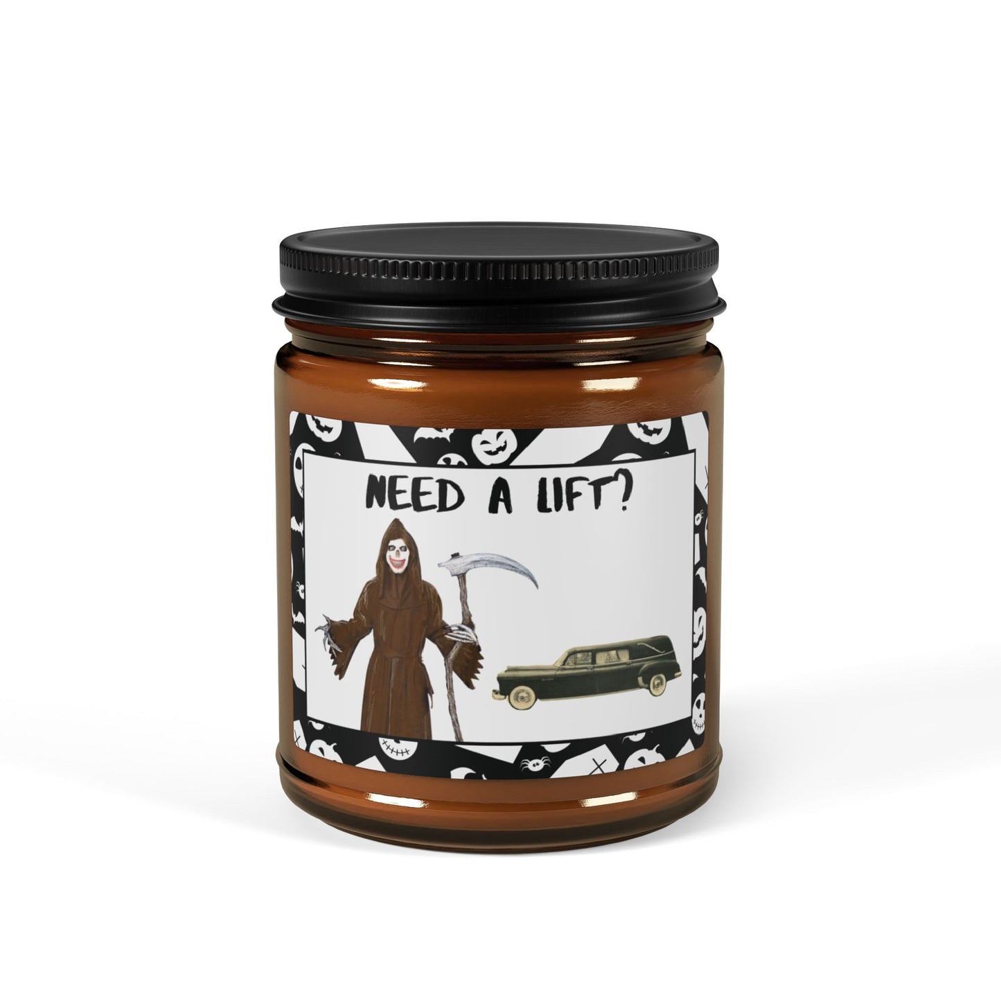 The Grim Reaper's "Need a Lift?" HAPPY HALLOWEEN Scented 9oz Soy Candle Collection for all monsters!!!