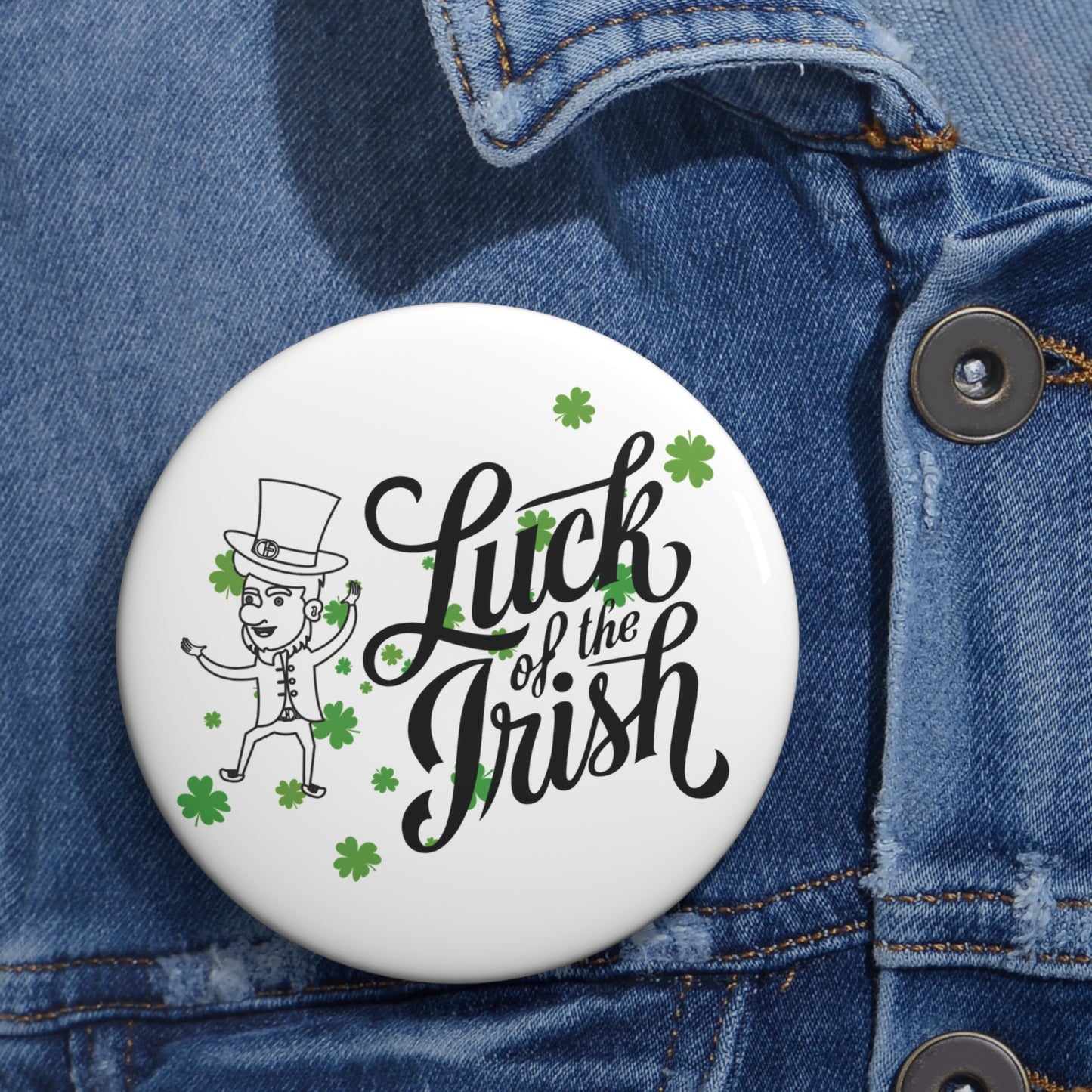 Leprechaun "Luck of the Irish!!!" Pin Button