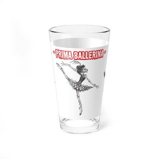 Dancing Ballet Skeletons "Prima Ballerina!!!" Halloween 16oz Glass Cup