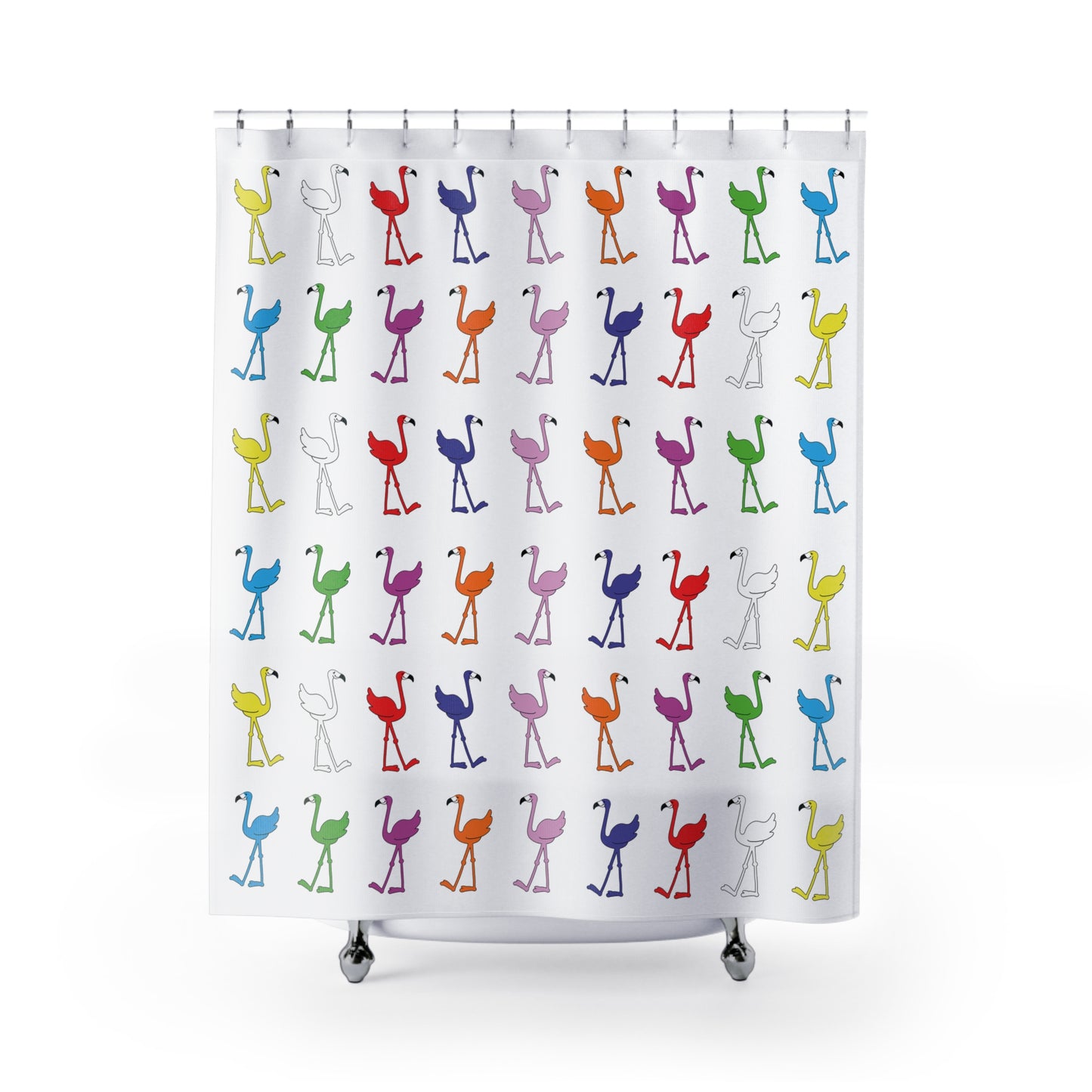 Rainbow Flamingo Club Shower Curtain by Lu Lu