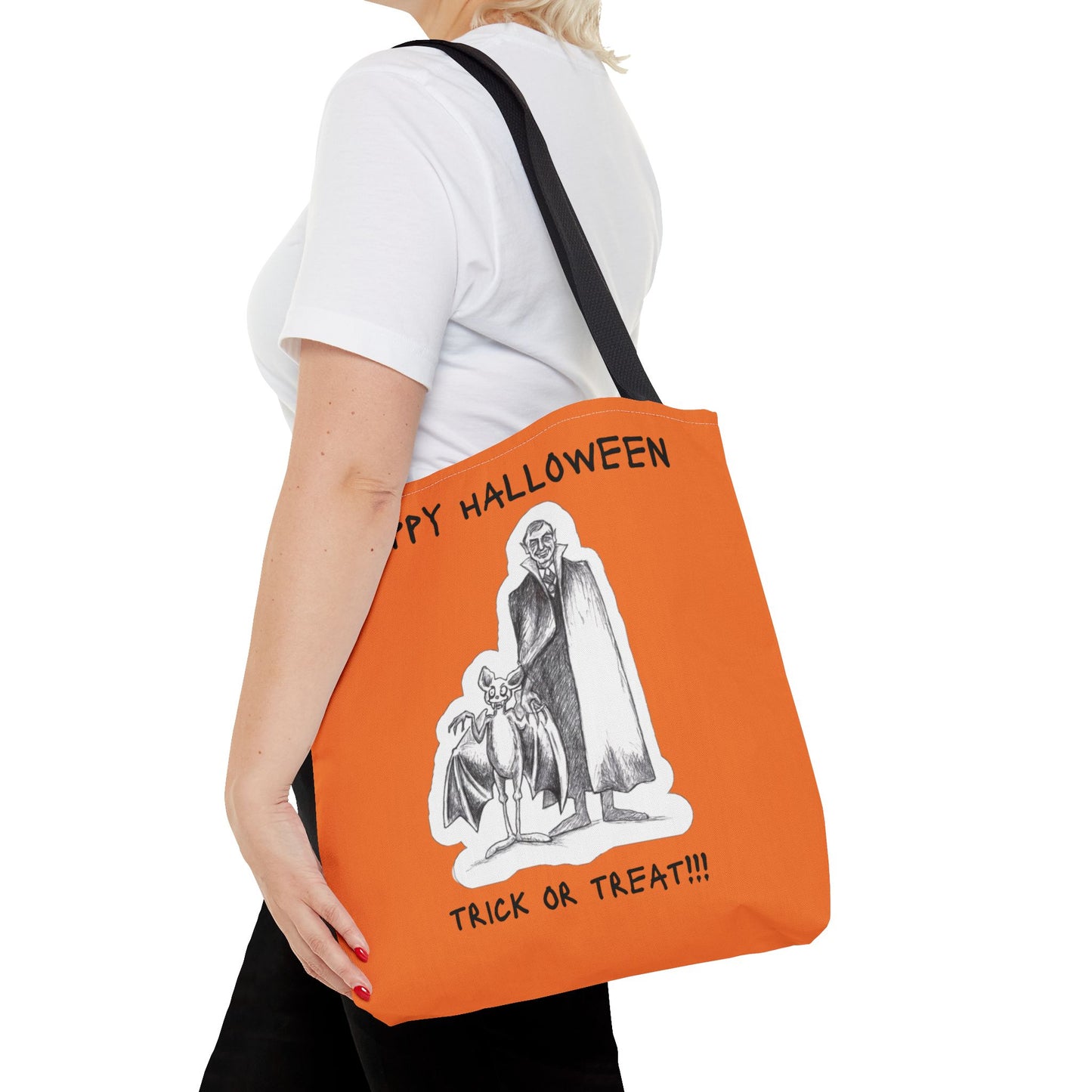 Junior's First Halloween!!! - Dracula's Happy Halloween Trick or Treat Candy Tote Bag for all bats