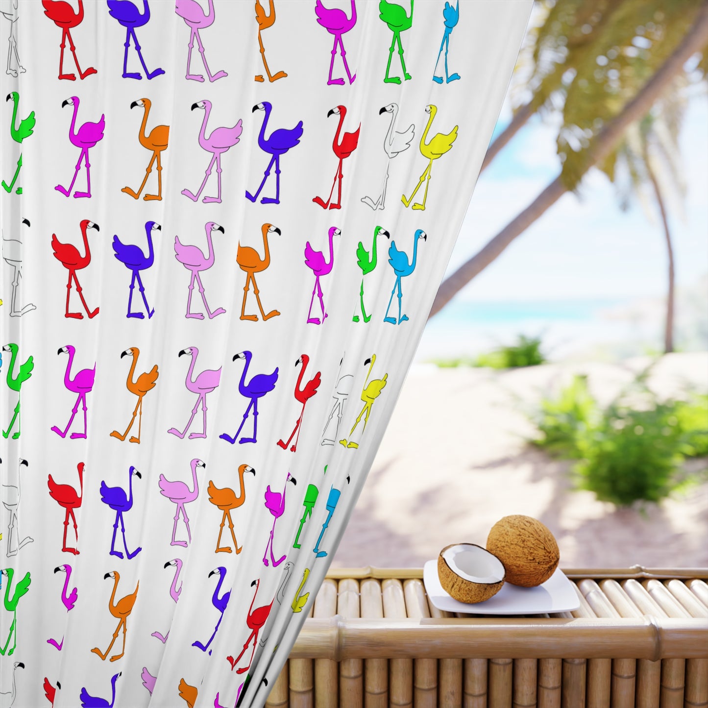 Rainbow Flamingo Club Curtains from Lu Lu