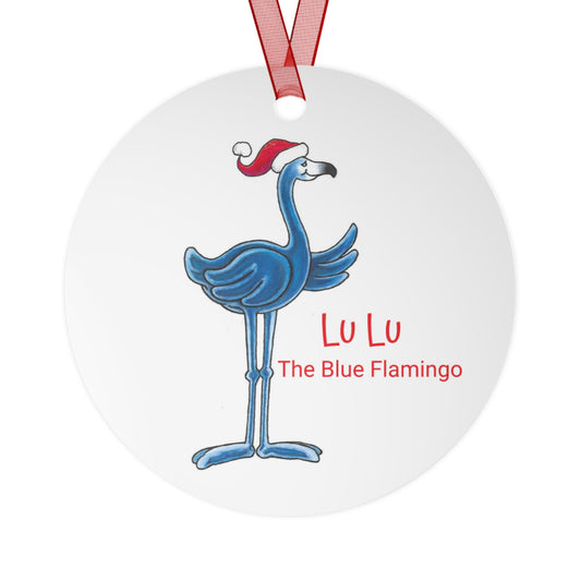 LU LU THE BLUE FLAMINGO Metal Christmas Tree Ornament