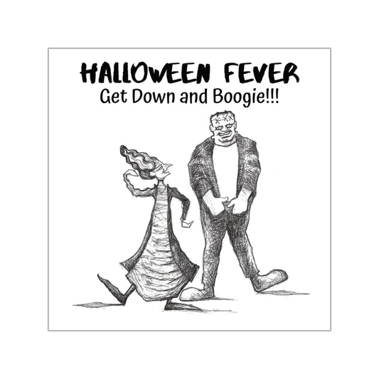 Frankenstein Halloween Fever "Get Down & Boogie" Halloween Indoor & Outdoor Square Kiss-Cut Vinyl Sticker