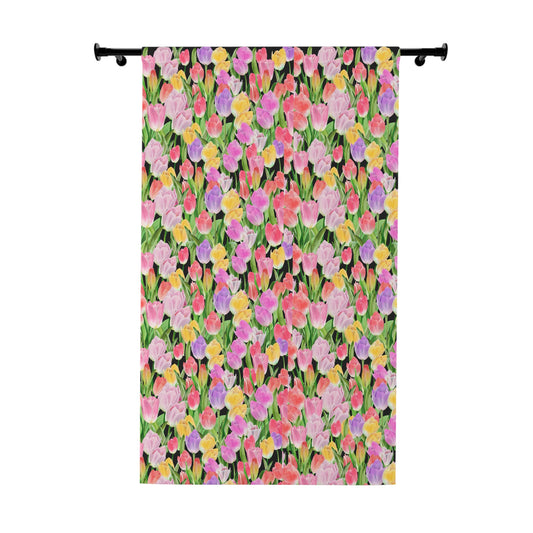 Tulip Sunrise Curtain with Black Accents - The Tulip Sunrise Collection by Miss Daisy