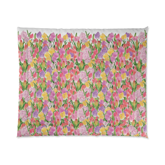 Tulip Sunrise Bed Comforter with White Accents - The Tulip Sunrise Collection by Miss Daisy