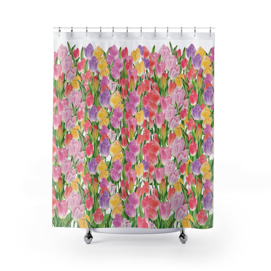 Tulip Sunrise Shower Curtain with White Accents - The Tulip Sunrise Collection by Miss Daisy