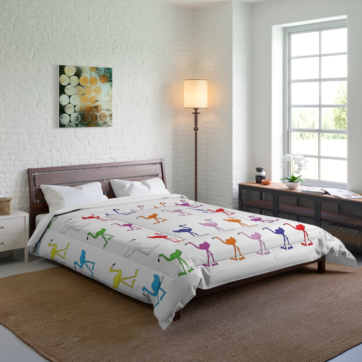 Rainbow Flamingo Club Bed Comforter by Lu Lu
