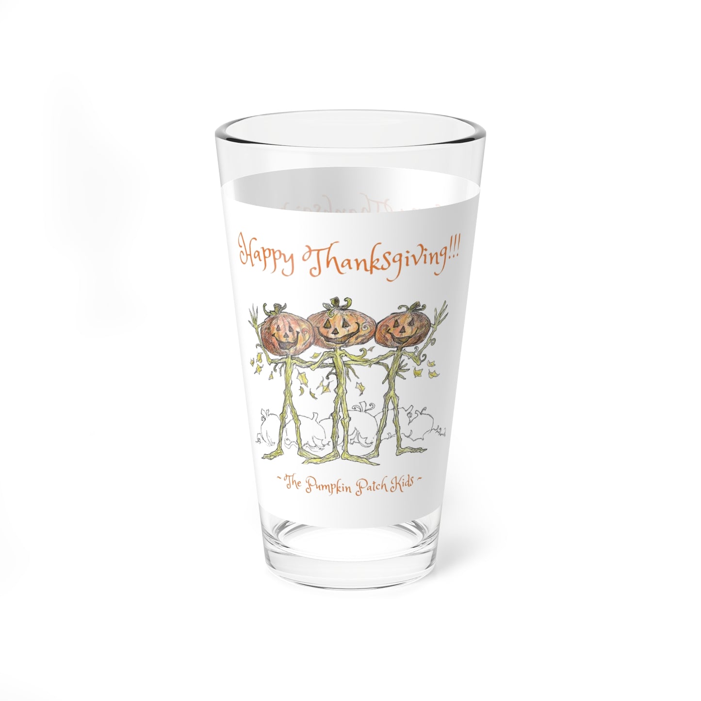 "The Pumpkin Patch Kids" - The Pumpkinville Thanksgiving 16oz Glass Cup