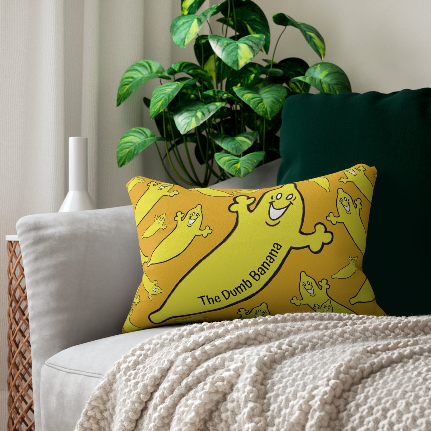 The Dumb Banana Polyester Lumbar Pillow in Yellow - The banana pillow for all backs, including bananas!!!