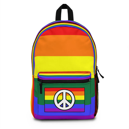 Gay Pride Rainbow Flag & Peace Sign Backpack