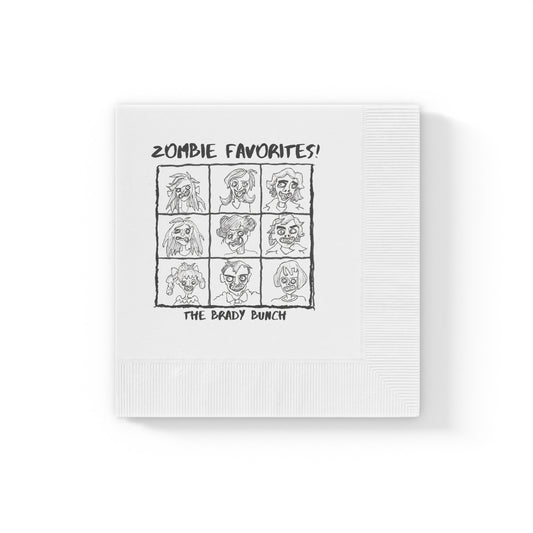 Zombie Favorites - The Brady Bunch Halloween White Coined Napkins