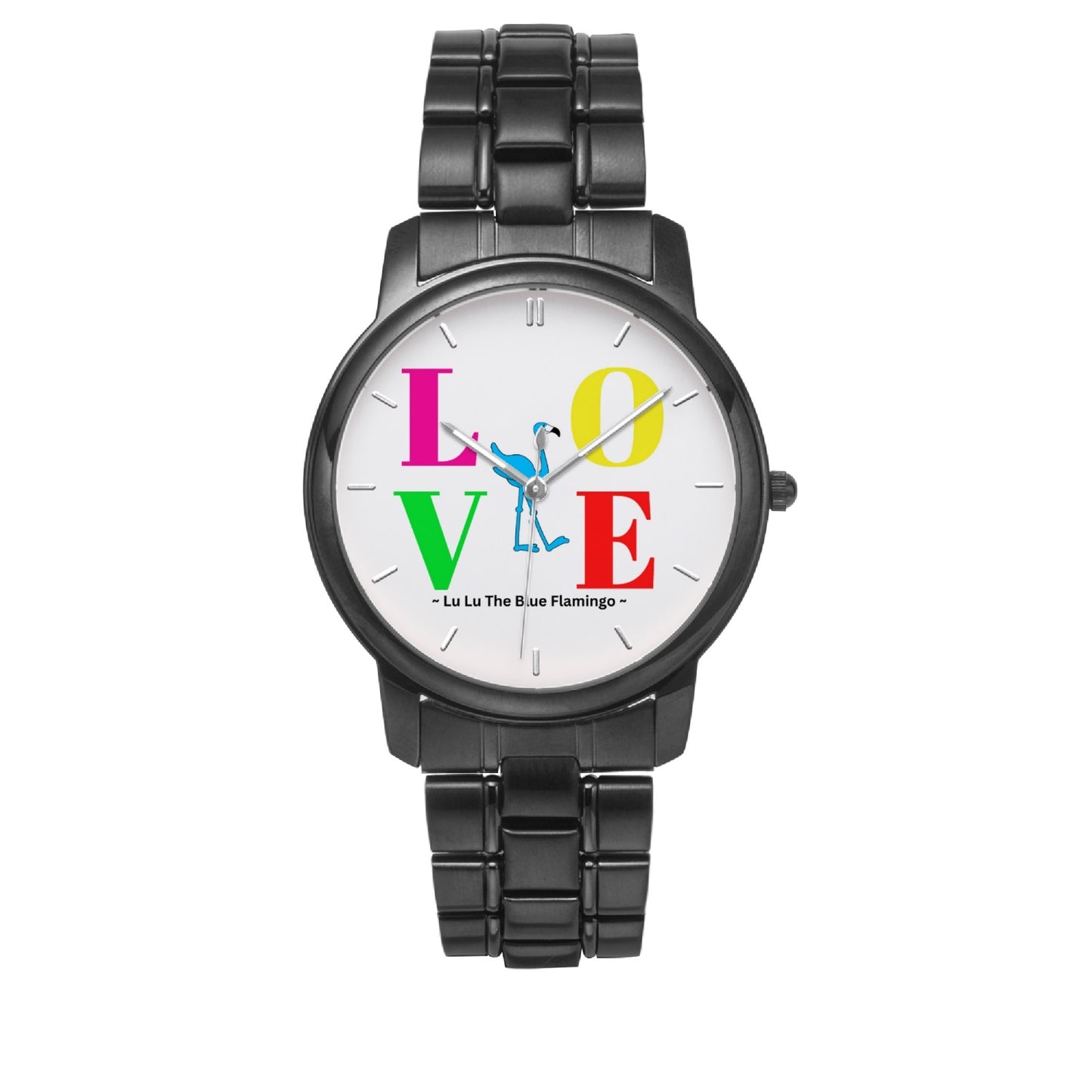 Lu Lu's "LOVE" Stainless Steel Quartz Unisex Watch with Indicators & Folding Clasp