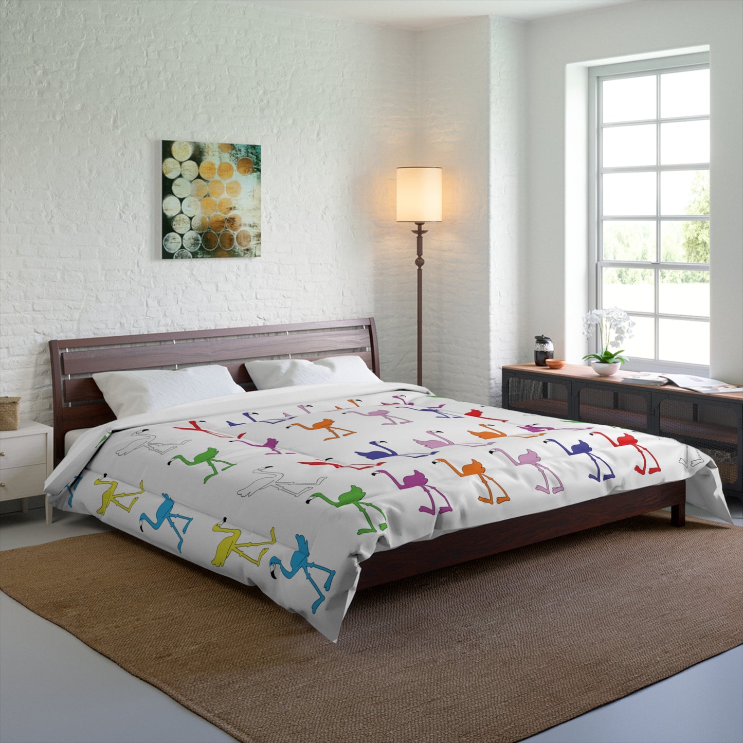 Rainbow Flamingo Club Bed Comforter by Lu Lu