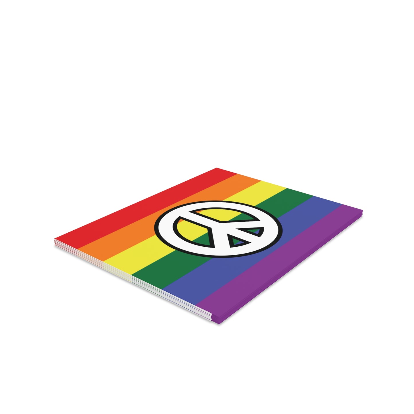 Gay Pride Rainbow Flag & Peace Sign Greeting Cards (8 pcs)