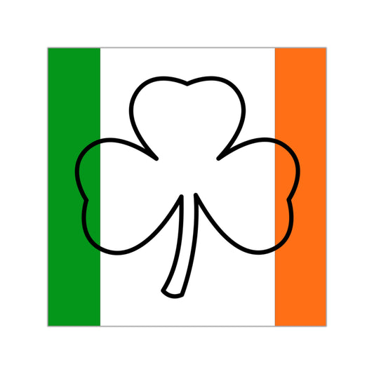 Irish Flag & Shamrock Indoor & Outdoor Square Kiss-Cut Vinyl Sticker