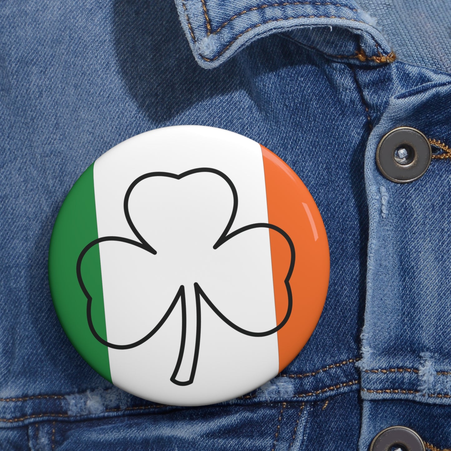 Irish Shamrock & Flag Pin Button