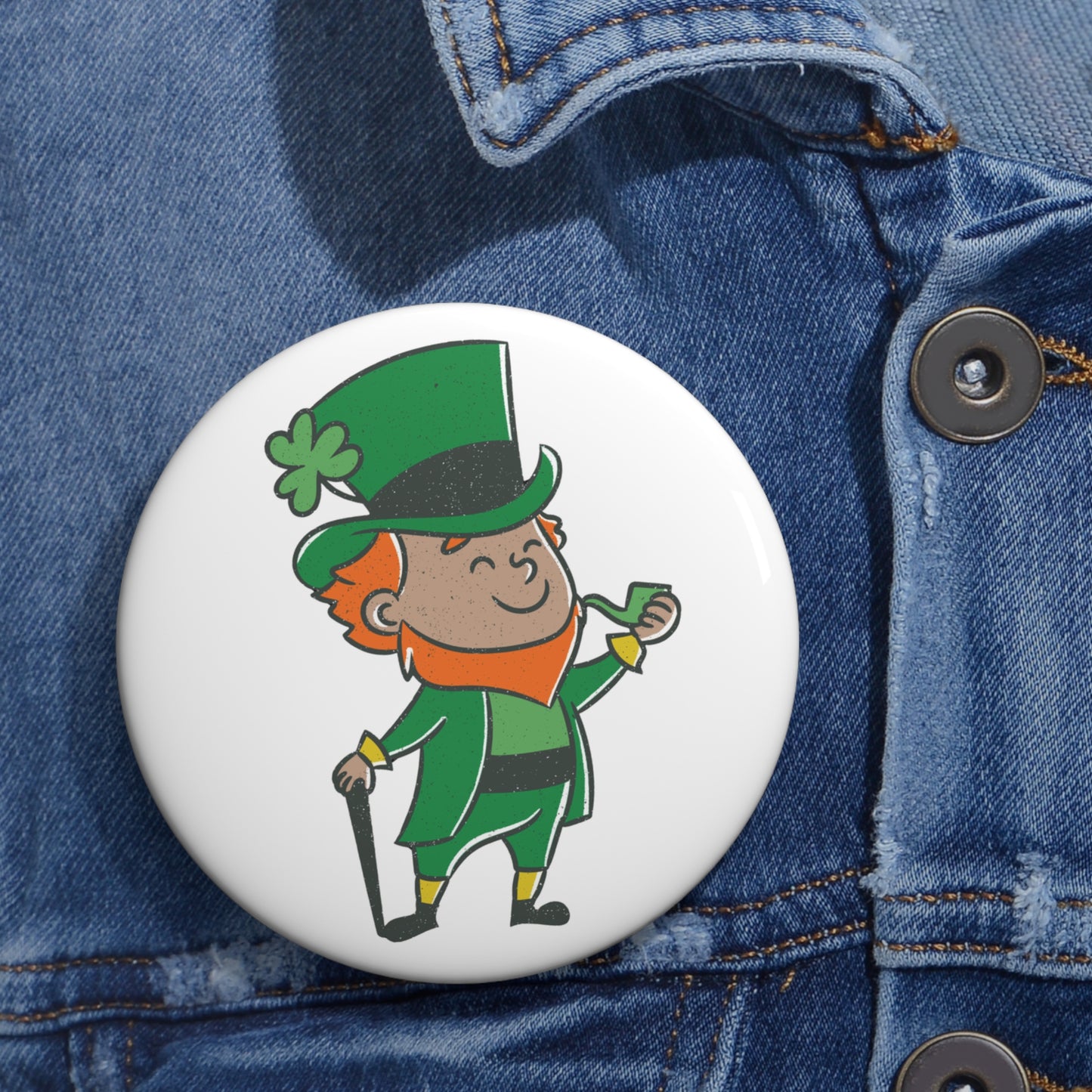 Irish Leprechaun Pin Button